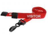 Ultraclip keycord 16mm rood visitor m. breekbeveiliging en plastic haak, pk a 100 st